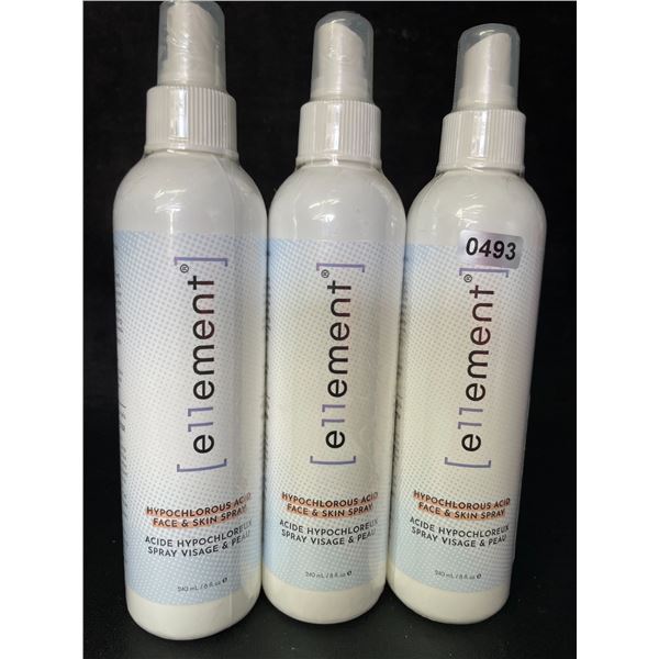 3 Bottles of e11ement Hypochlorous Acid Face & Skincare Sprays - 240ml Each - New Sealed