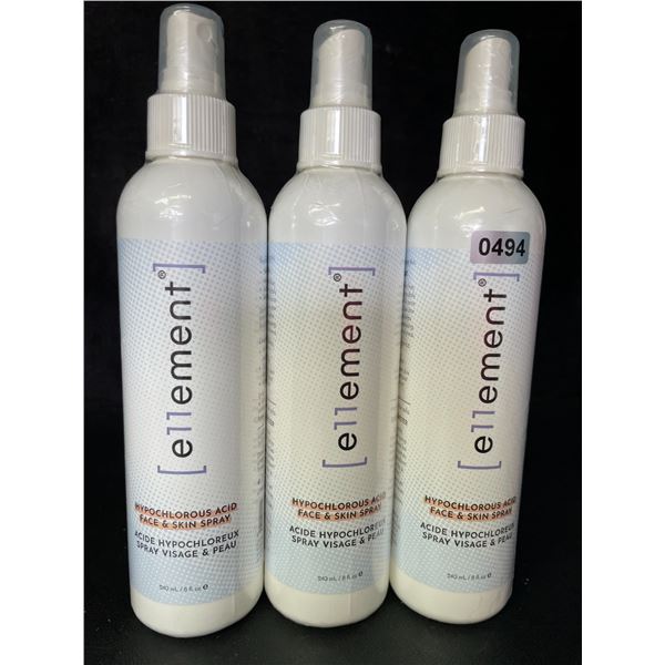 3 Bottles of e11ement Hypochlorous Acid Face & Skincare Sprays - 240ml Each - New Sealed