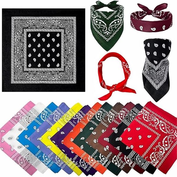 2 Packs of Bandanas (12 Per Pack/24 Total); Multi-Colour Bandanas - Brand New