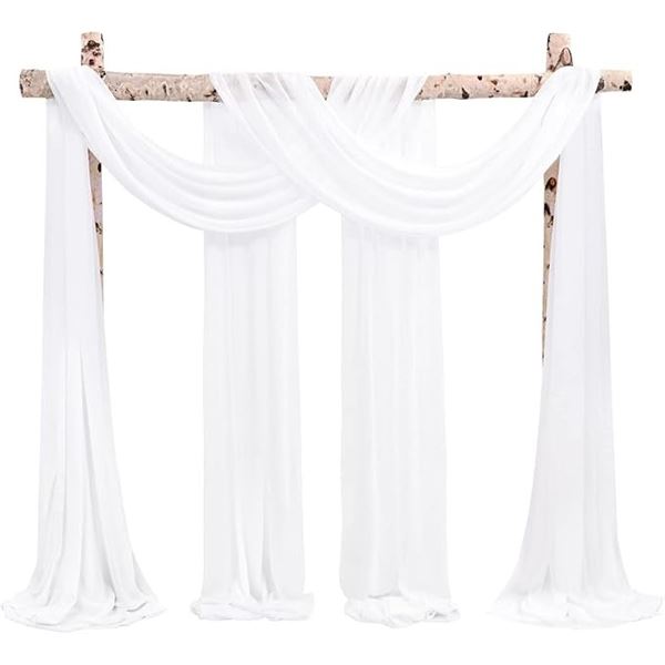2-Pack of Wedding Arch Panels/Chiffon Fabric Drapes (28" x 20FT) Cream White - New in Box