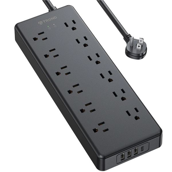 1 TROND Prime IX S 12-Outlet Power Bar/Surge Protector w/ USB Charging Ports - Brand New!