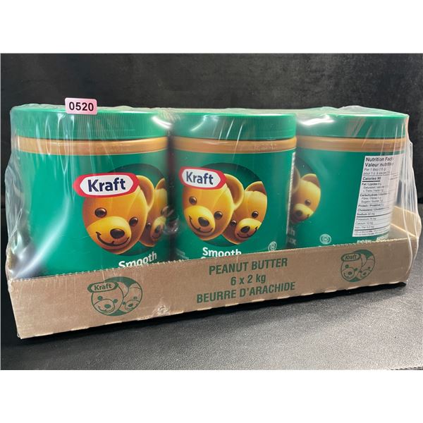 1 Case of 6 x 2KG Jars of Kraft Smooth Peanut Butter - New Sealed (EXP: AU28/2025)
