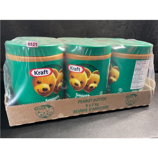 1 Case of 6 x 2KG Jars of Kraft Smooth Peanut Butter - New Sealed (EXP: AU28/2025)