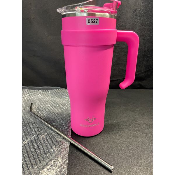 1 Stacegeele 40oz Hot Pink Double-Wall Vacuum Insulated Tumbler w/ Handle & Straw - New