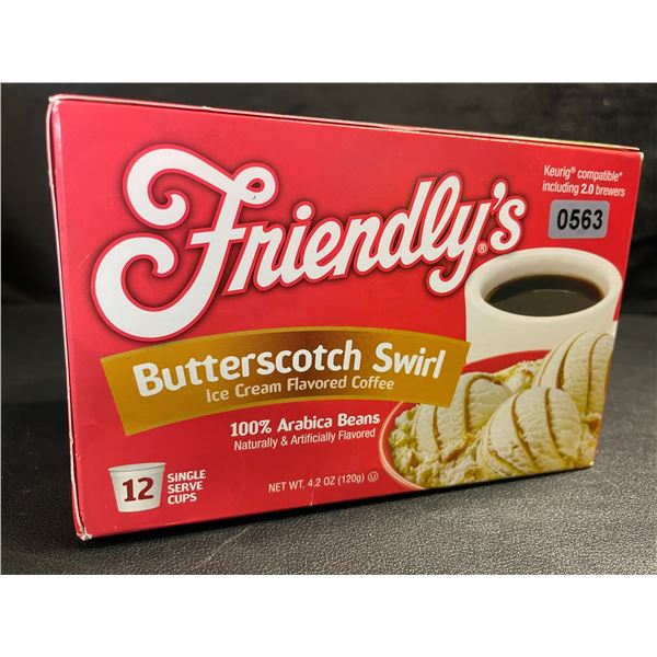 1 Box of Friendly's Butterscotch Swirl Ice Cream Flavored Coffee - 12 K-Cup Pods - New