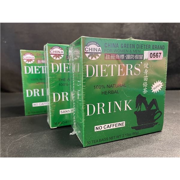 3-Pack of Uncle Lees China Green Dieters Nature Herbal Drink Tea (90 Tea Bags Total) - New