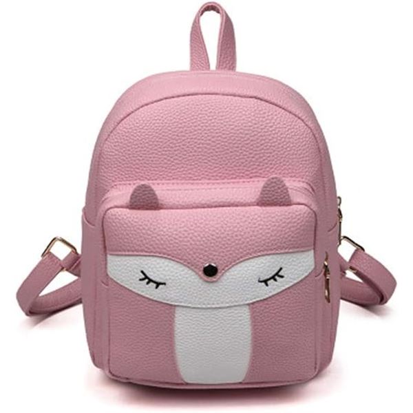 1 Cute Fox Mini Leather Fashion Backpack/Daypack Purse - Pink - Brand New