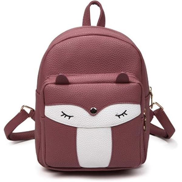 1 Cute Fox Mini Leather Fashion Backpack/Daypack Purse - Mauve - Brand New