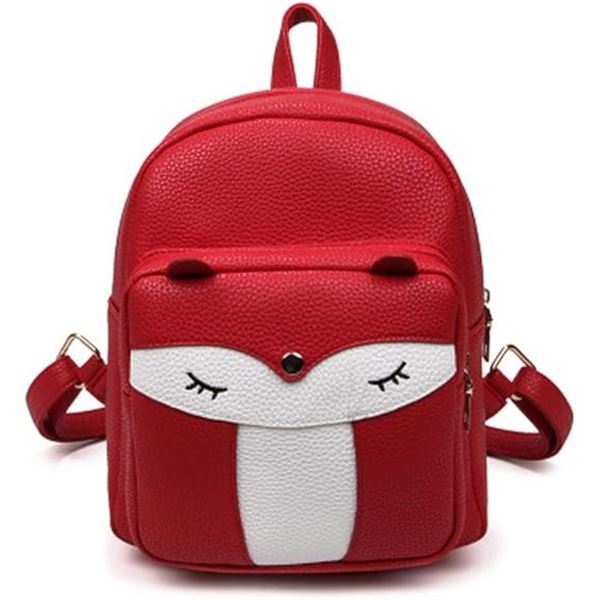 1 Cute Fox Mini Leather Fashion Backpack/Daypack Purse - Red - Brand New