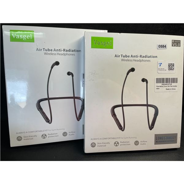 2 Pairs of Vasgel Wireless Bluetooth 5.0 Sport Headphones; Wrap-Around Neck Design - New Sealed