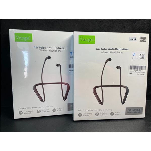 2 Pairs of Vasgel Wireless Bluetooth 5.0 Sport Headphones; Wrap-Around Neck Design - New Sealed