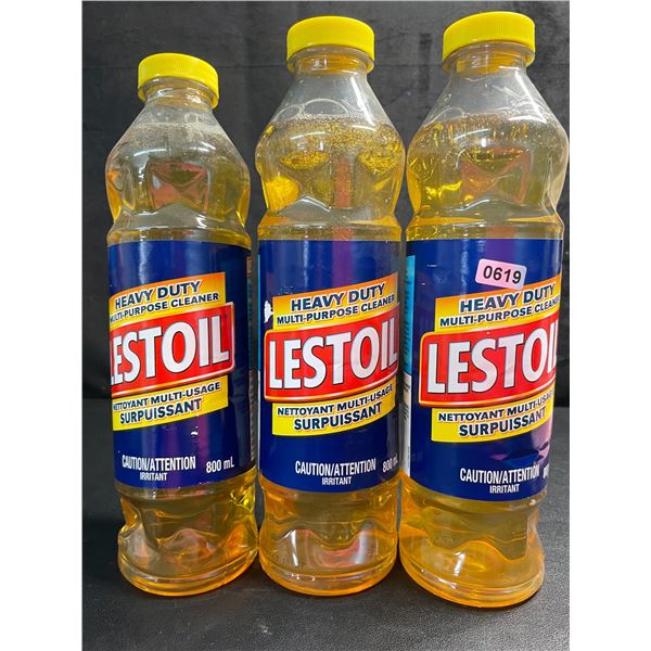 3 Bottles of Lestoil Heavy Duty Multi-Purpose Cleaners - 800ml Each - New