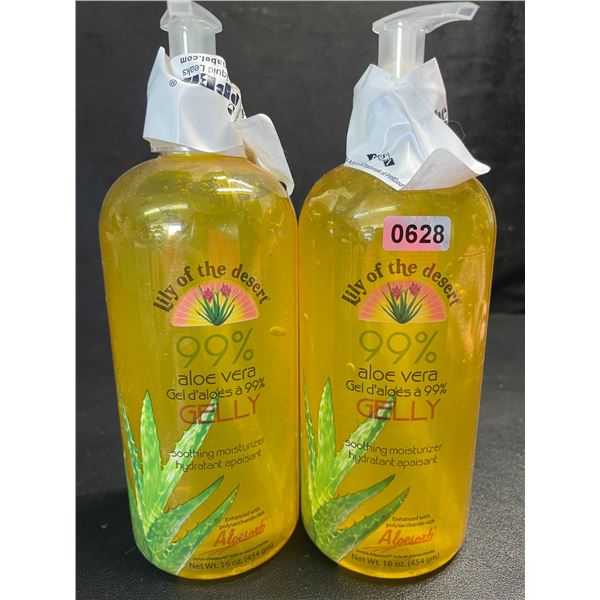 2 Lily of the Desert 99% Aloe Vera Gelly Soothing Moisturizer - 16oz Each - New