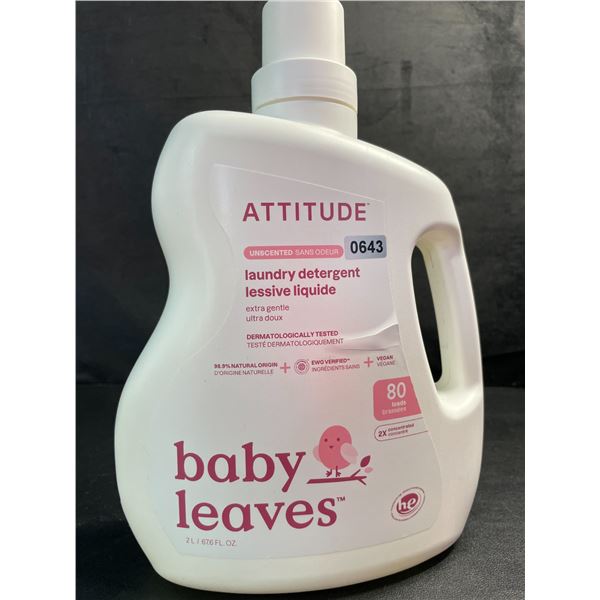 1 Attitude Baby Leaves Unscented/Extra Gentle Laundry Detergent - 2L Jug - New