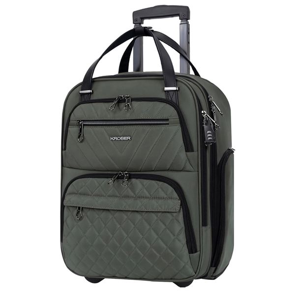 1 Kroser Carry On Under Seat Multi Functional 16inch Travel Bag - Army Green - New