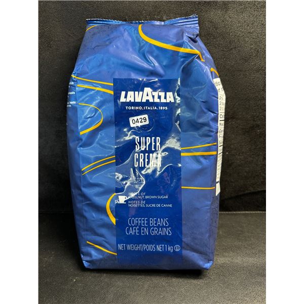 1 1KG Bag of Lavazza Super Crema Coffee Beans with Notes of Hazelnut and Brown Sugar - New