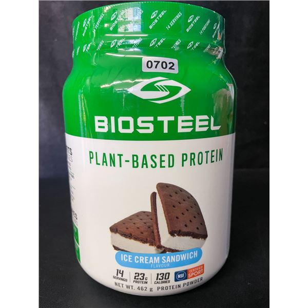 1 Tub of Biosteel Plant-Based Protein Powder - Ice Cream Sandwich Flavor (462g) - New Sealed