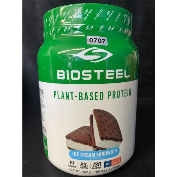 1 Tub of Biosteel Plant-Based Protein Powder - Ice Cream Sandwich Flavor (462g) - New Sealed