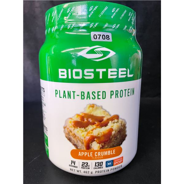 1 Tub of Biosteel Plant-Based Protein Powder - Apple Crumble Flavour (462g) - New Sealed