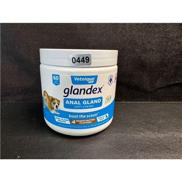 1 Container of 60 Glandex Anal Gland Soft Chews - Peanut Butter Flavour - New