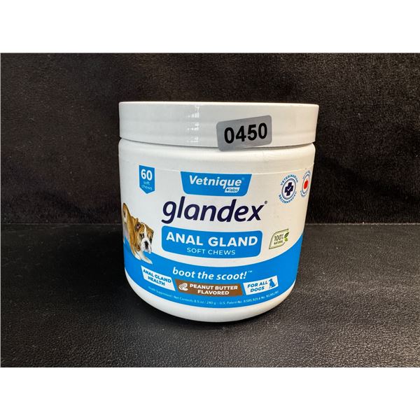 1 Container of 60 Glandex Anal Gland Soft Chews - Peanut Butter Flavour - New