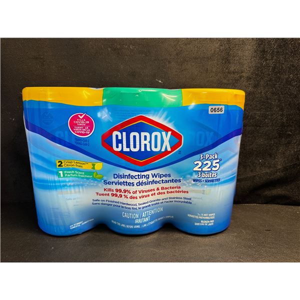 1 3-Pack of Clorox Disinfecting Wipes - 225 Wipes Total! - New