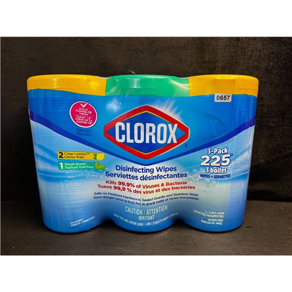 1 3-Pack of Clorox Disinfecting Wipes - 225 Wipes Total! - New