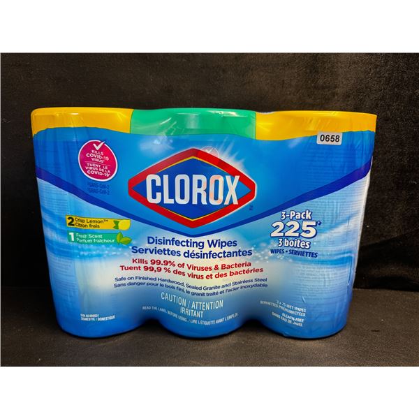 1 3-Pack of Clorox Disinfecting Wipes - 225 Wipes Total! - New