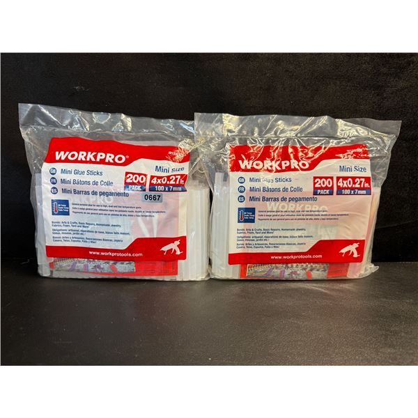 2 200ct-Packs of WorkPro Mini Glue Sticks 100x7mm - New