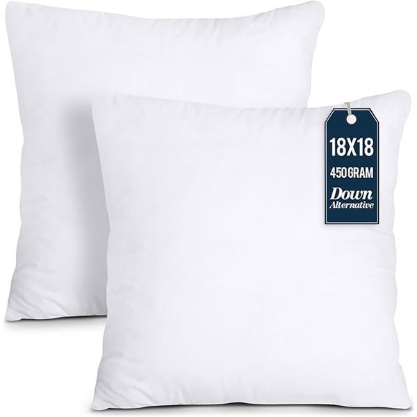 2-Pack of Utopia Bedding Square Throw Pillow Inserts (18" x 18") - White - New (Dmg Box)