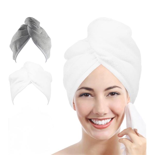 1 2-Pack of Assorted Colour Hair Drying Turbans/Towels - New