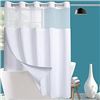 Image 1 : 1 Fabric Waffle Weave Shower Curtain w/ Liner - 71" x 74" Size - White - New