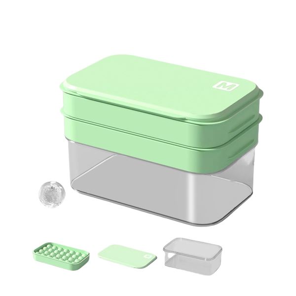 1 Stackable Round Ice Cube Tray Green - Creates 56 Round Ice Balls for Beverages - New