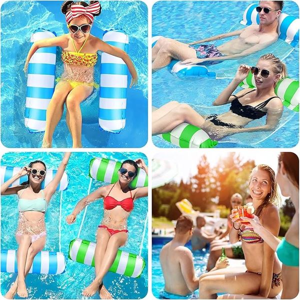 2 Packs of Inflatable Pool Hammock Swim Floats for Adults (2 Each/4 Total) - Pink/Green - New