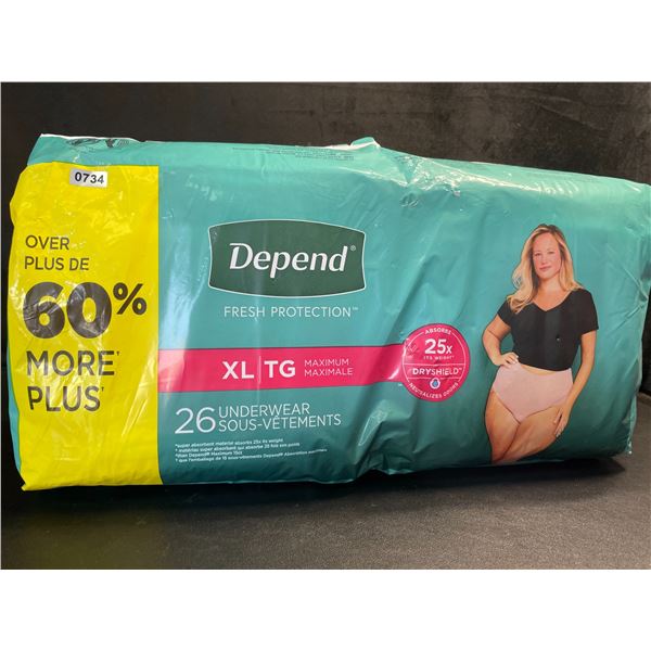 1 Pack Depends Fresh Protection Adult Incontinence Underwear for Women (26 Count) XL - New