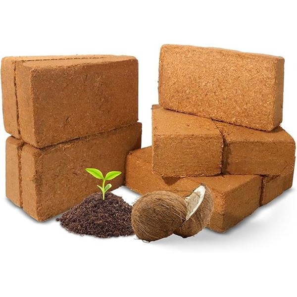 9-Pack of Coco Coir Bricks for Plants - 100% Natural Organic Pressed Coconut Fiber - New
