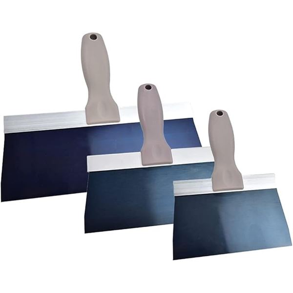 3-Pack of Drywall Taping Knives (Set of 6", 8", & 10") Blue Steel Blade; Anti-Rust; Grip Handle; New