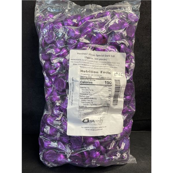 5LB Bag of Hershey's Kisses Special Dark Chocolates (Approx. 500 Pieces) BB:12/2026