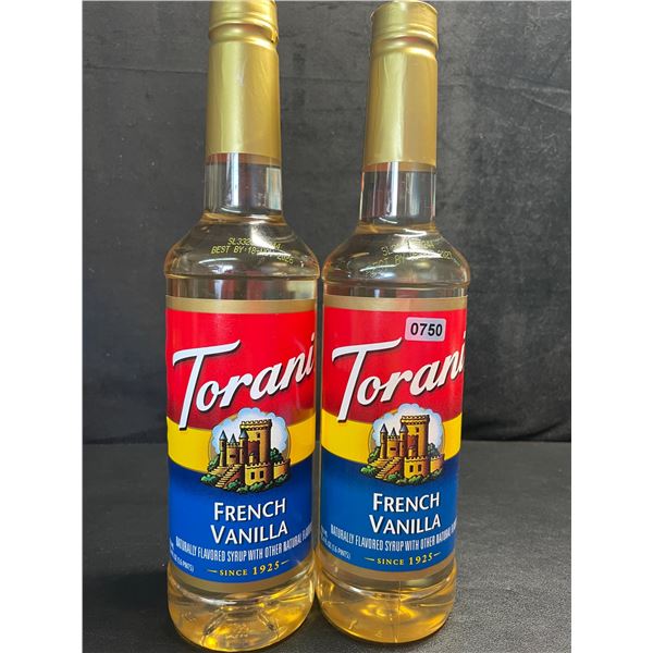 2 Torani French Vanilla Naturally Flavored Syrups (750ml) - New Sealed (BB: NOV 18/2026)