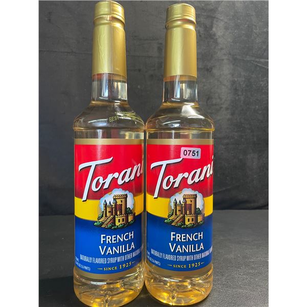 2 Torani French Vanilla Naturally Flavored Syrups (750ml) - New Sealed (BB: NOV 18/2026)