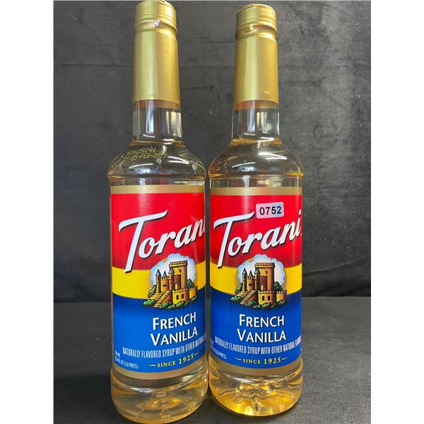2 Torani French Vanilla Naturally Flavored Syrups (750ml) - New Sealed (BB: NOV 18/2026)