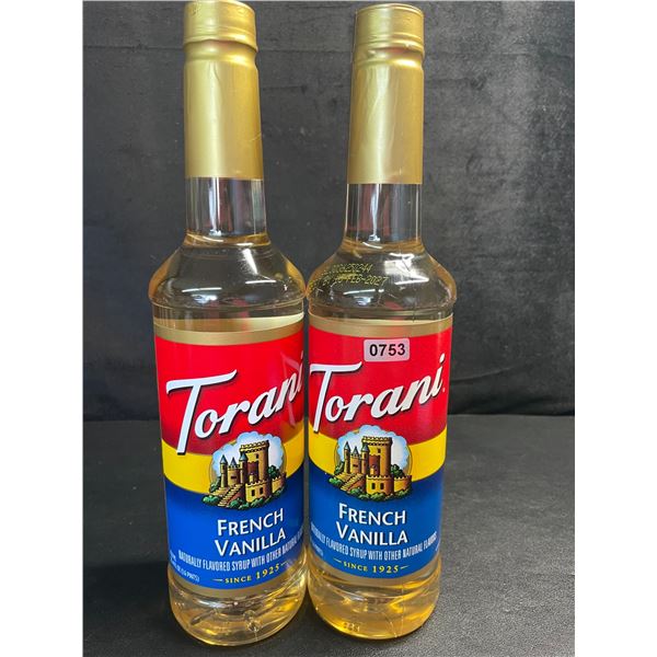 2 Torani French Vanilla Naturally Flavored Syrups (750ml) - New Sealed (BB: NOV 18/2026)