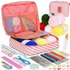 Image 1 : 1 Crochet Kit with Storage Pouch - Includes Ergonomic Hooks, Stitch Markers, Yarn, etc. - New