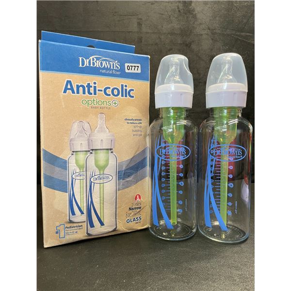 2-Pack of Dr.Brown's Anti-Colic Glass Baby Bottles - 8oz/250ml - New