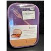 Image 3 : 1 Jeopace Wheat Fiber Bento Lunch Box (3-Compartment); Cutlery Included - Purple - New