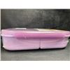 Image 5 : 1 Jeopace Wheat Fiber Bento Lunch Box (3-Compartment); Cutlery Included - Purple - New