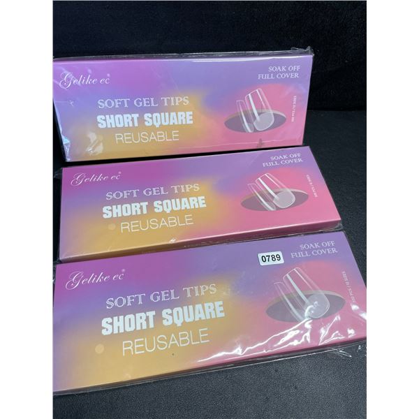 3 Packs of Gelike Soft Gel Square Nail Tips (300pcs Each) for DIY Gel Nails - New