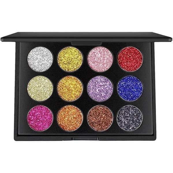 4 Pressed Glitter Makeup Palettes; 12-Color Shimmer Glitter Eyeshadow Makeup Sets - Brand New