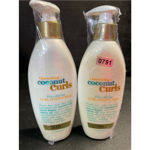 2 OGX Quenching+Coconut Curls Frizz-Defying Curl Styling Milk for Hair - 177ml Each - New Sealed