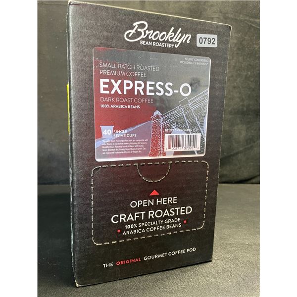 1 Box of Brooklyn Bean Express-O Premium Dark Roast K-Cup Coffee Pods - 40 Count - New Sealed